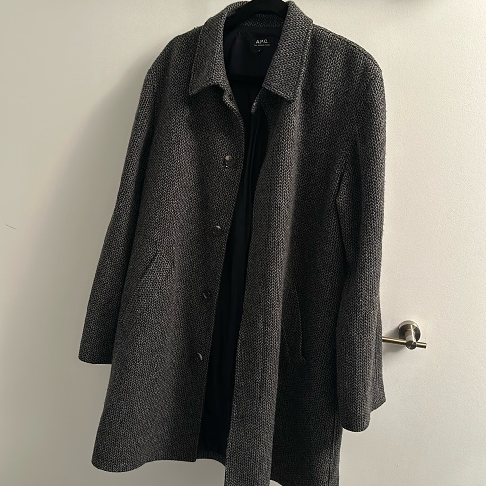 A.P.C. Charcoal Textured Pea Coat